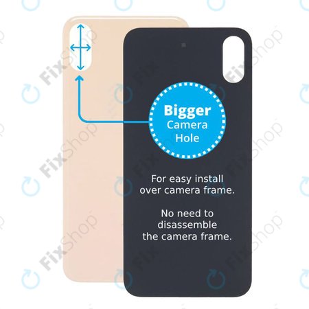 Apple iPhone XS - Sticlă Carcasă Spate cu Orificiu Mărit pentru Cameră (Gold)