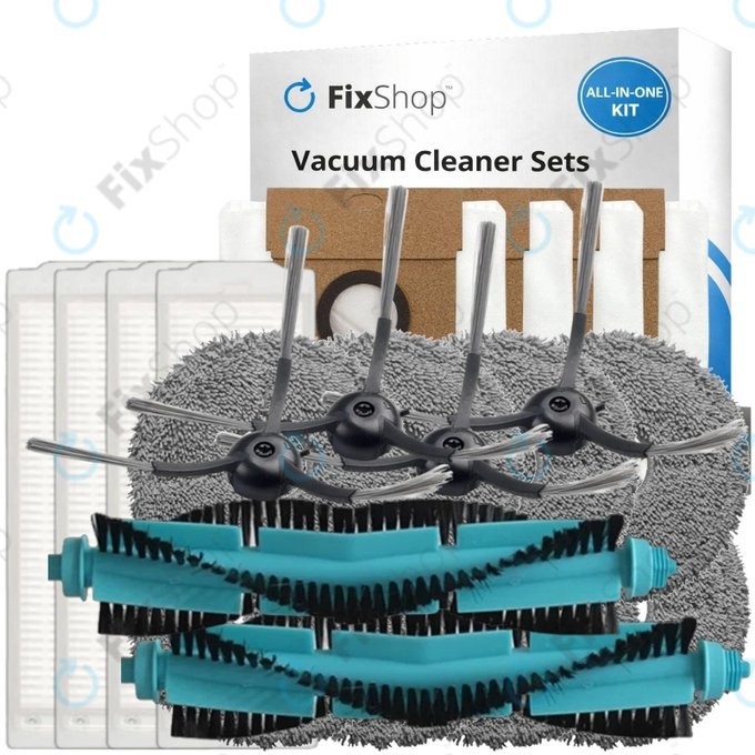 Set de piese de schimb pentru Eta Aquilo Pro, Cecotec Conga 11090 (2x Perie principală, 4x Filter, 4x Perie laterală, 8x Mop, 4x Sac de praf)