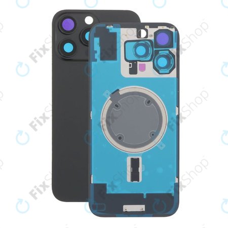 Apple iPhone 16 Pro Max - Sticlă pentru carcasa din spate + Sticlă cameră + Placă metalică + Magne?i MagSafe (Black Titanium)