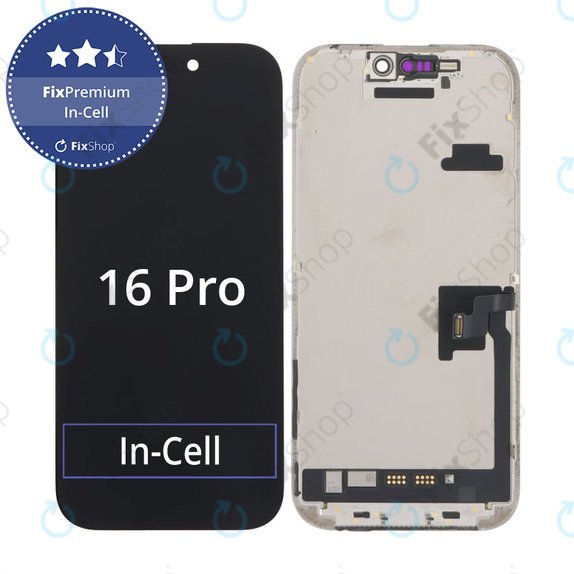 Ecran In-Cell FHD pentru iPhone 16 Pro, Sticlă tactilă cu ramă, FixPremium