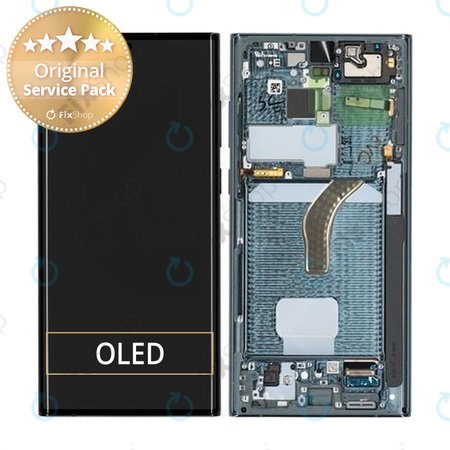 Samsung Galaxy S22 Ultra S908B - Ecran LCD + Sticlă tactilă + Ramă (Green) - GH82-27488D Genuine Service Pack