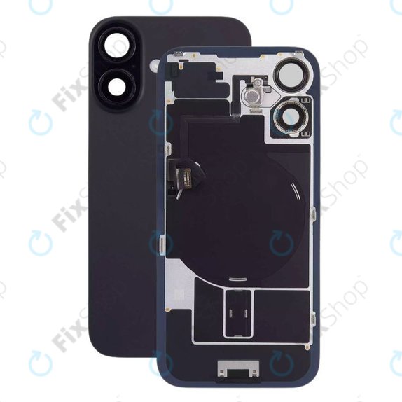 Apple iPhone 16 Plus - Sticlă pentru carcasa din spate + Sticlă cameră + Placă metalică + Magneți MagSafe + Cablu Flex (Black)