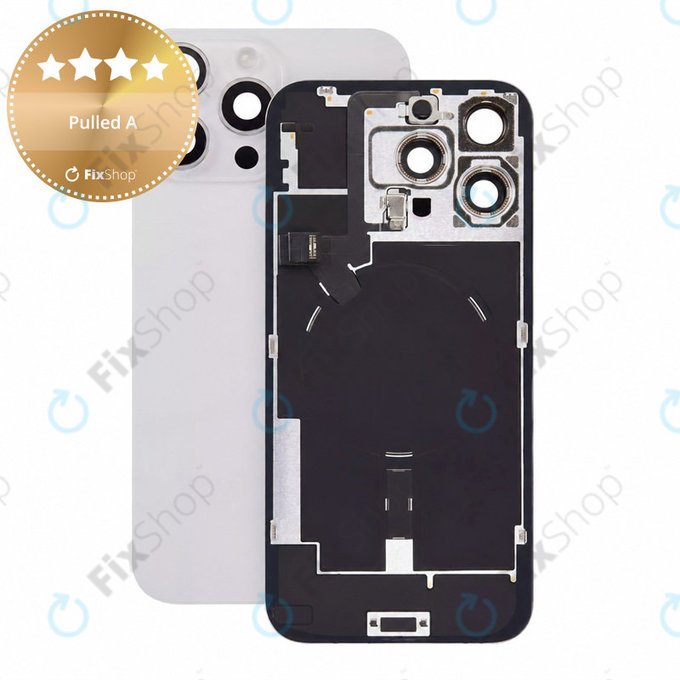 Sticlă carcasă spate pentru iPhone 16 Pro Max, White Titanium, Pulled A