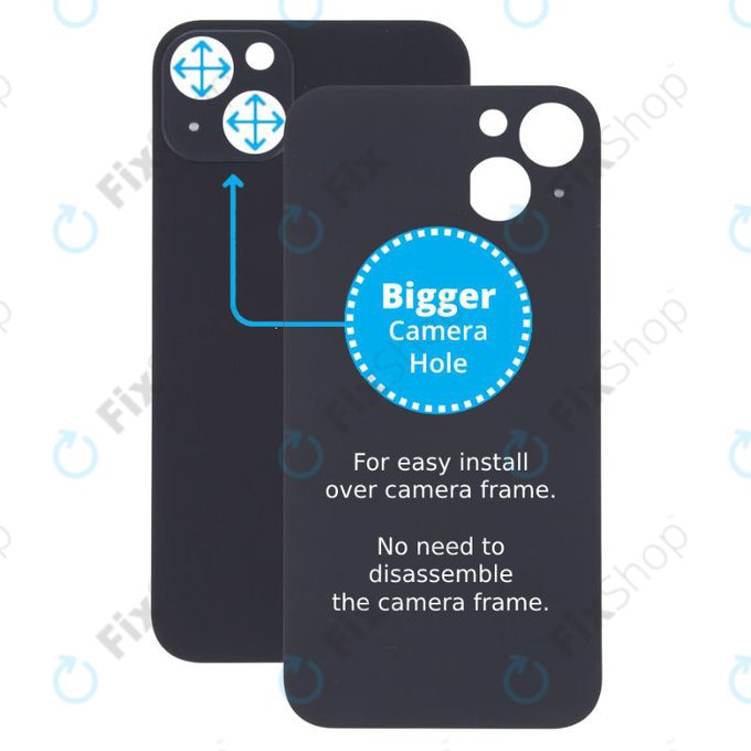 Apple iPhone 13 - Sticlă Carcasă Spate cu Orificiu Mărit pentru Cameră (Midnight)