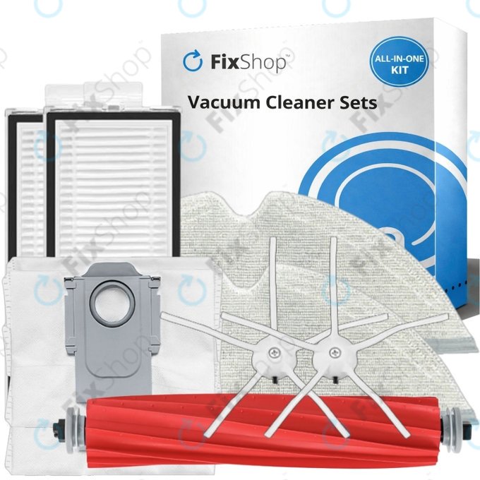 Set de piese de schimb pentru Xiaomi Roborock Q7+, Q7 Max, Q7 Max+ (1x Perie principală, 2x Filter, 2x Perie laterală – albă, 2x Mop, 2x Sac de praf)