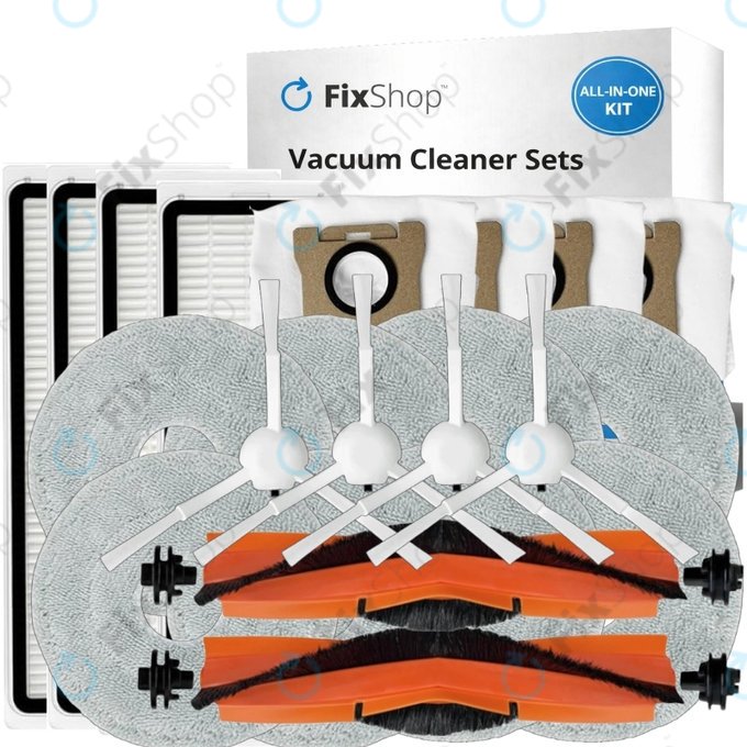 Set de piese de schimb pentru Xiaomi Mi Robot Vacuum S20+, S10+, X20+, X10+ (2x Perie principală, 4x Filter, 4x Perie laterală – albă, 8x Mop, 4x Sac de praf)