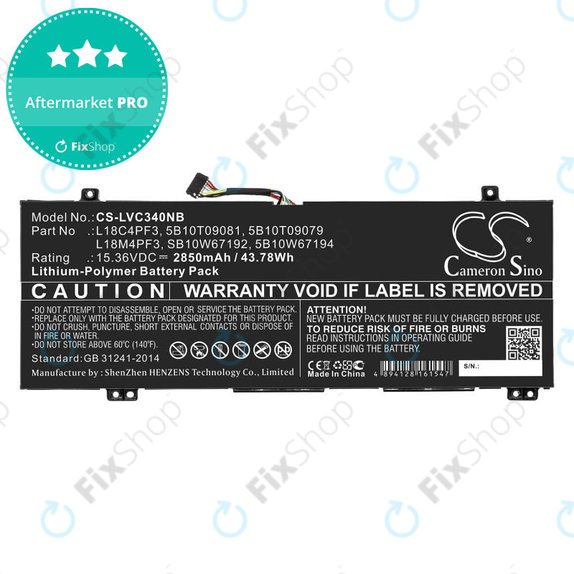 Baterie pentru Lenovo Ideapad C340, Ideapad Flex, 2850mAh, Li-Pol, 15.36V, L18C4PF3, HQ