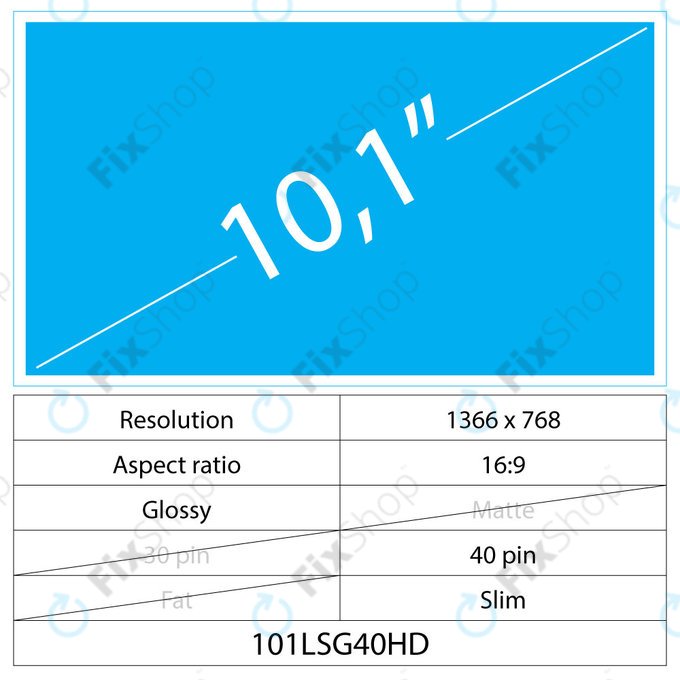 10.1 LCD Slim Lucios 40 pin HD