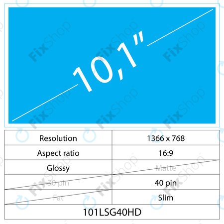 10.1 LCD Slim Lucios 40 pin HD