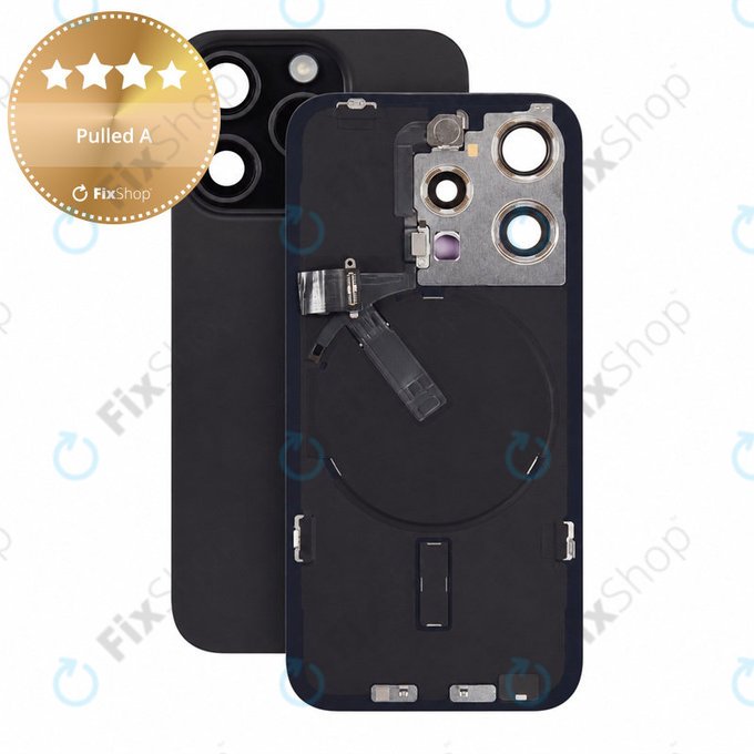 Sticlă carcasă spate pentru iPhone 15 Pro, Black Titanium, Pulled A