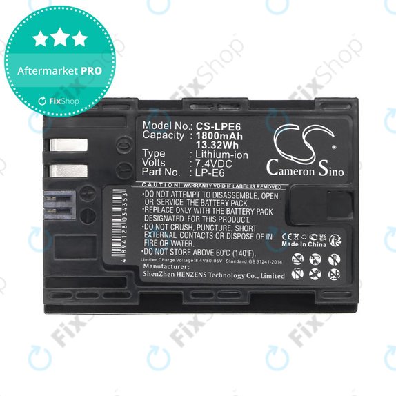 Baterie pentru Canon EOS 60D, 5D Mk II, 7D, 1800mAh, Li-Ion, 7.4V, LP-E6, HQ