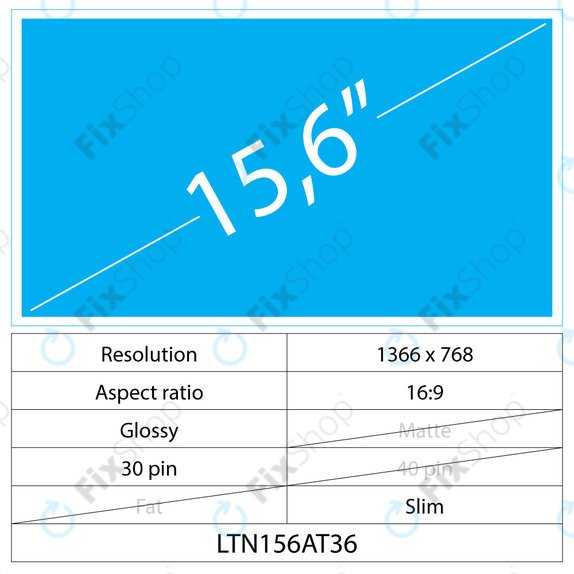 15.6 LCD Slim Lucios 30 pin HD