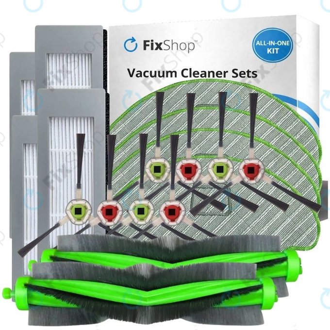Set de piese de schimb pentru iRobot Roomba Combo 1138, Ecovacs Deebot Ozmo 930 (2x Perii principale, 4x Filtre, 4 perechi de perii laterale, 4x Lavete de mop)