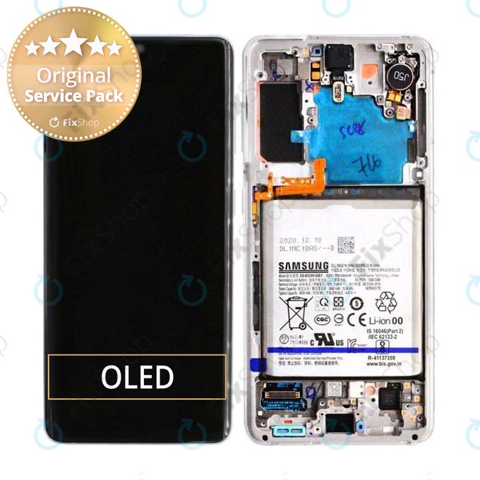 Samsung Galaxy S21 G991B - Ecran LCD + Sticlă Tactilă + Ramă + Baterie (Phantom White) - GH82-24716C, GH82-24718C Genuine Service Pack