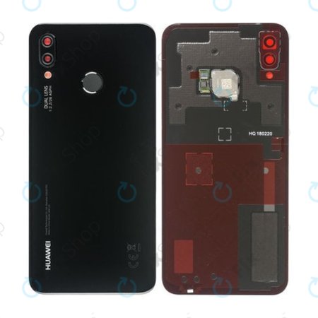 Huawei P20 Lite - Carcasă Baterie + Senzor de Amprentă (Midnight Black) - 02351VPT, 02351VNT Genuine Service Pack