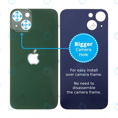 Apple iPhone 13 - Sticlă Carcasă Spate cu Orificiu Mărit pentru Cameră (Green)