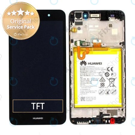 Huawei Y6 II - Ecran LCD + Sticlă Tactilă + Ramă + Baterie (Black) - 02350XME. 02350VUG Genuine Service Pack