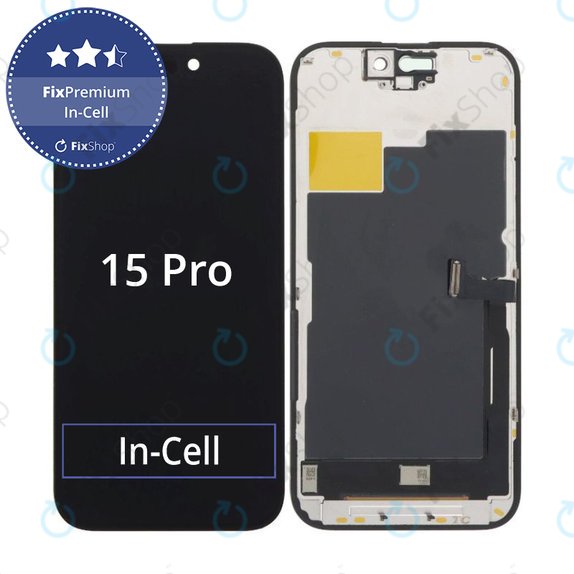 Ecran In-Cell FHD pentru iPhone 15 Pro, Sticlă tactilă cu ramă, FixPremium