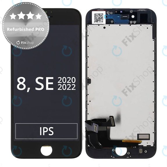Apple iPhone 8, SE (2020), SE (2022) - Ecran LCD + Sticlă Tactilă + Ramă (Black) Refurbished PRO