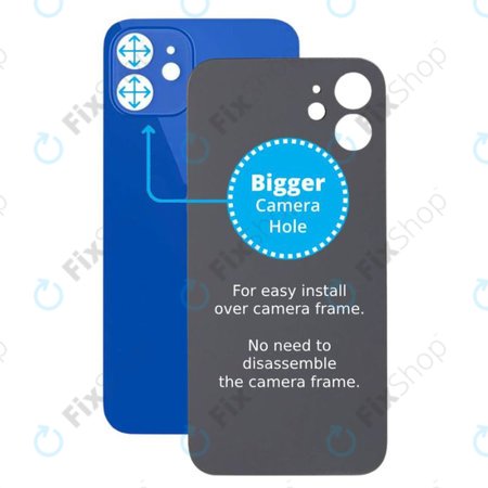 Apple iPhone 12 - Sticlă Carcasă Spate cu Orificiu Mărit pentru Cameră (Blue)