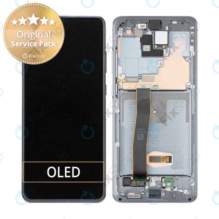 Samsung Galaxy S20 Ultra G988F - Ecran LCD + Sticlă Tactilă + Ramă + Cameră Frontală (Cosmic Gray) - GH82-22271B, GH82-22327B Genuine Service Pack