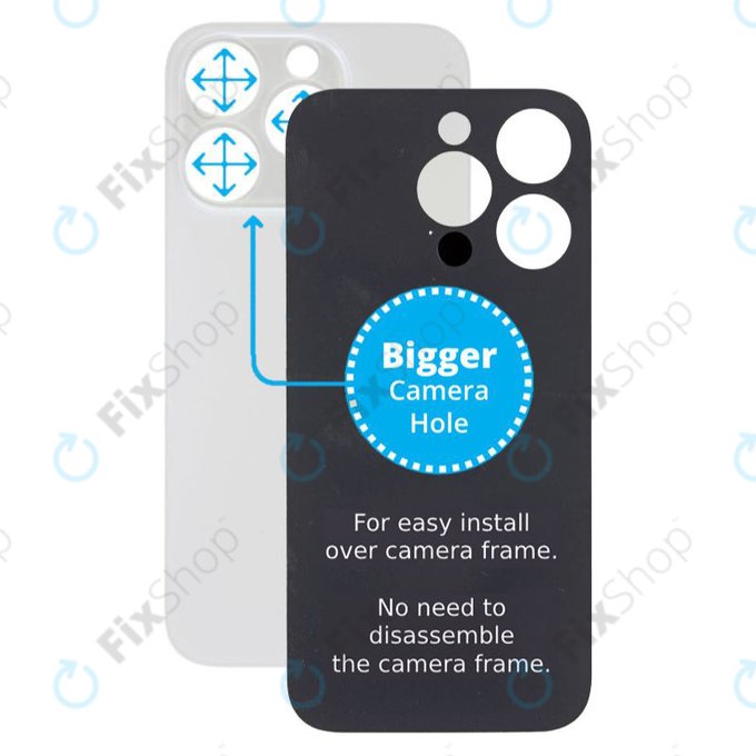 Apple iPhone 14 Pro - Sticlă Carcasă Spate cu Orificiu Mărit pentru Cameră (Silver)