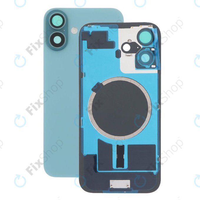 Apple iPhone 16 Plus - Sticlă pentru carcasa din spate + Sticlă cameră + Placă metalică + Magneți MagSafe (Teal)