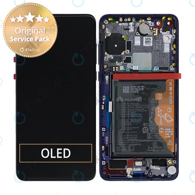 Huawei P40 - Ecran LCD + Sticlă Tactilă + Ramă + Baterie (Deep Sea Blue) - 02353MFU Genuine Service Pack