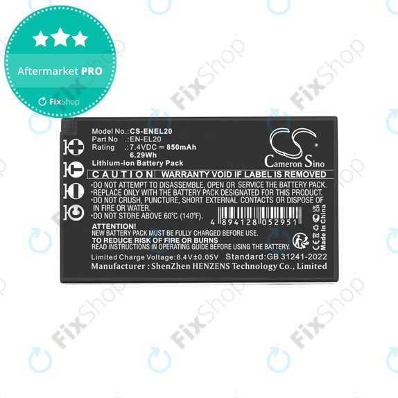 Baterie pentru Nikon Coolpix A, 850mAh, Li-Ion, 7.4V, EN-EL20, HQ