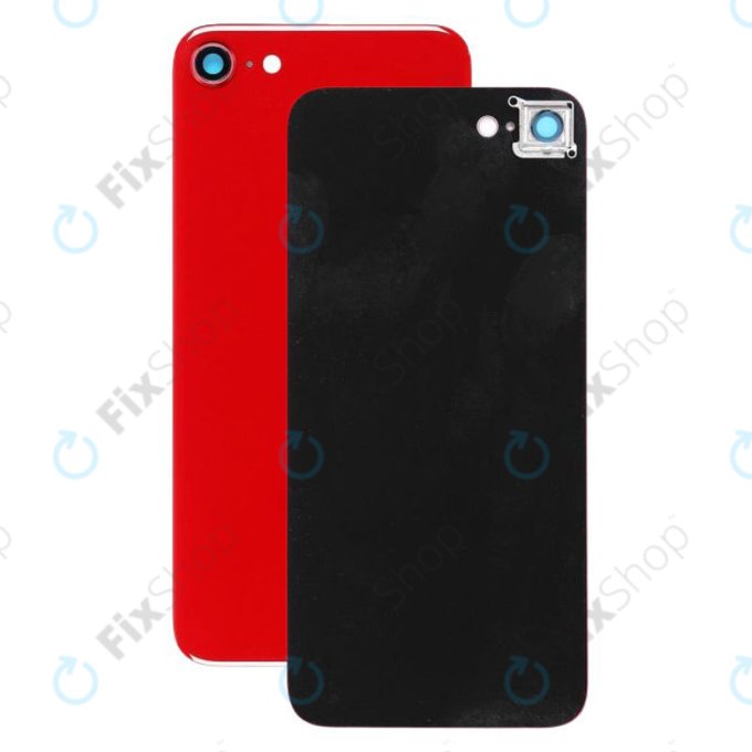 Apple iPhone 8 - Sticlă Carcasă Spate + Sticlă Cameră Spate (Red)