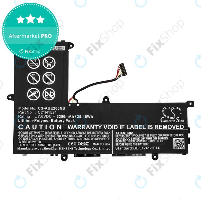 Baterie pentru Asus VivoBook E200, L200, Eeebook X206, 3350mAh, Li-Pol, 7.6V, C21N1521, HQ