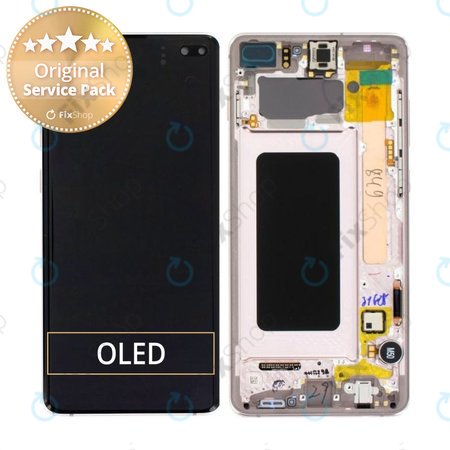 Samsung Galaxy S10 Plus G975F - Ecran LCD + Sticlă Tactilă + Ramă (Flamingo Pink) - GH82-18849D, GH82-18834D Genuine Service Pack