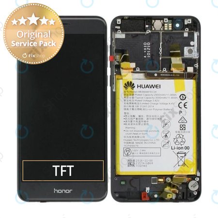 Huawei Honor 8 - Ecran LCD + Sticlă Tactilă + Ramă + Baterie (Midnight Black) - 02350VAS Genuine Service Pack