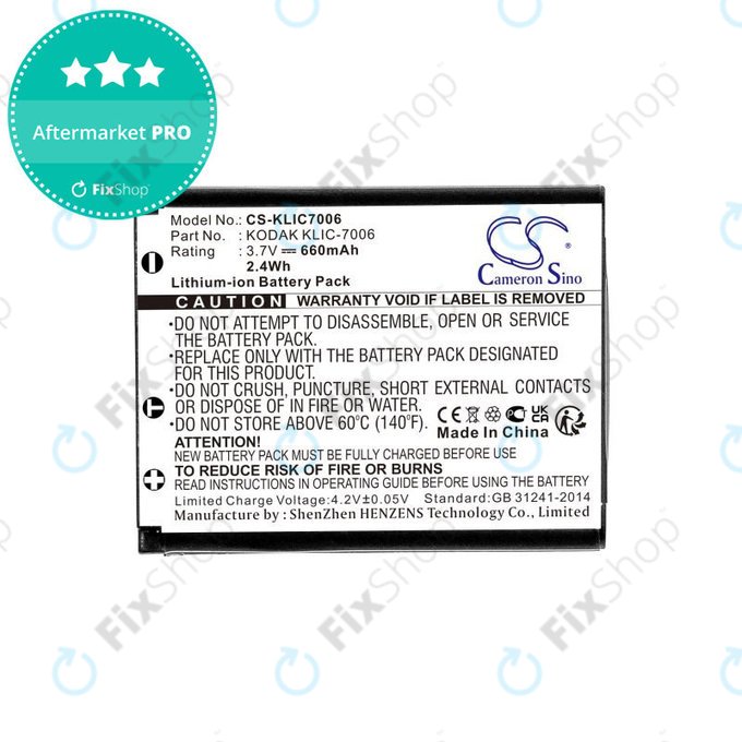 Baterie pentru Kodak EasyShare, 660mAh, Li-Ion, 3.7V, LB-012, KLIC-7006, HQ