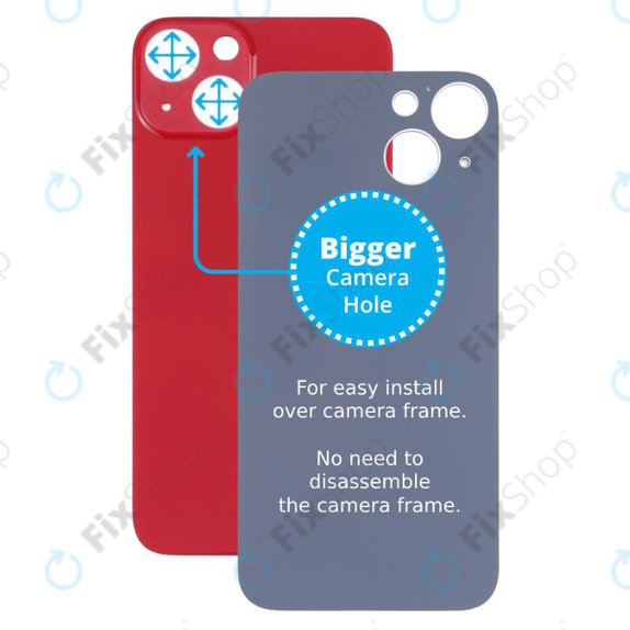 Apple iPhone 13 - Sticlă Carcasă Spate cu Orificiu Mărit pentru Cameră (Red)
