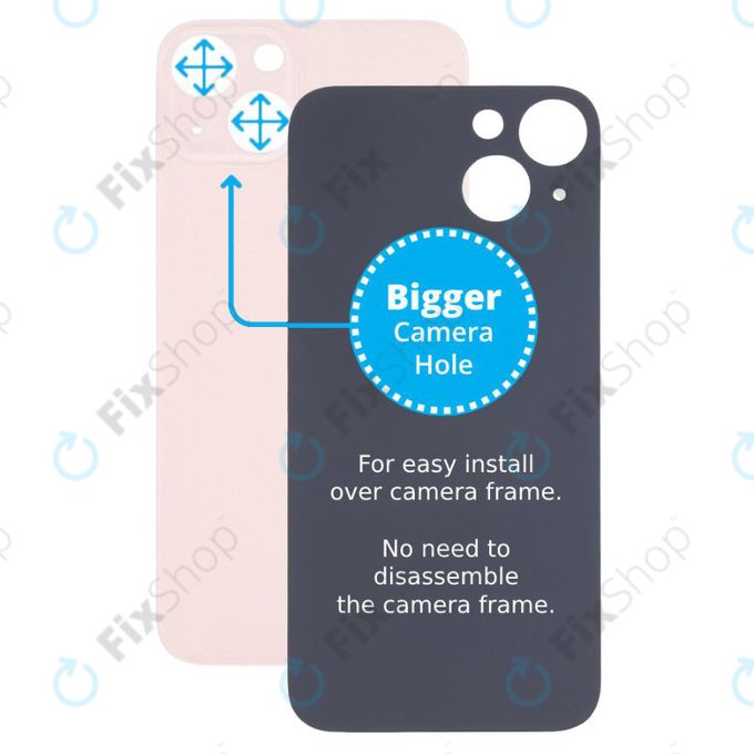 Apple iPhone 13 - Sticlă Carcasă Spate cu Orificiu Mărit pentru Cameră (Pink)