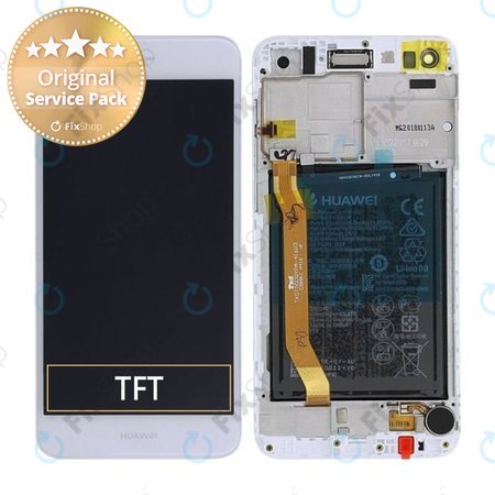 Huawei P9 Lite Mini S-L22, Y6 Pro (2017) - Ecran LCD + Sticlă Tactilă + Ramă + Baterie (Silver) - 02351TUY, 02351KQL Genuine Service Pack