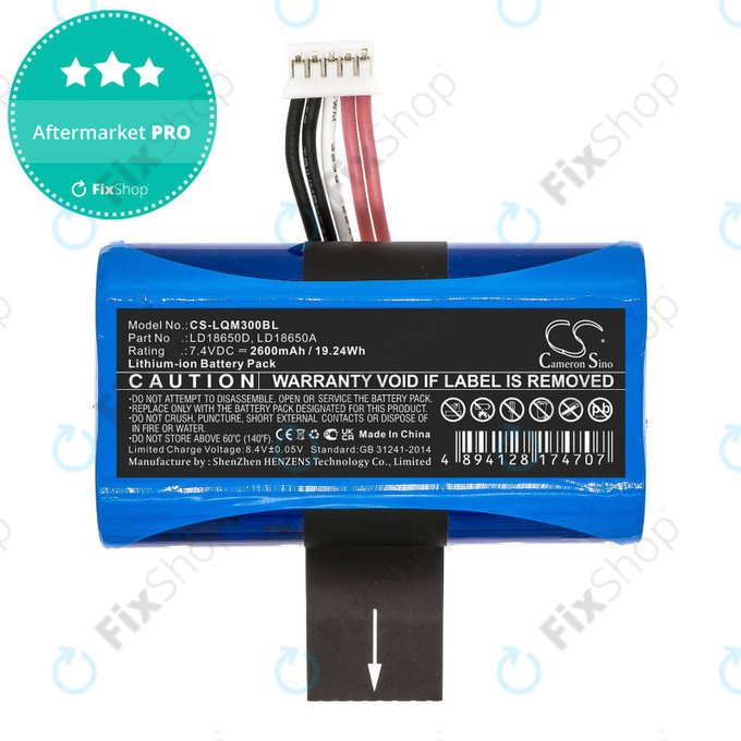 Baterie pentru Ingenico Apos A8, 2600mAh, Li-Ion, 7.4V, LD18650D, HQ