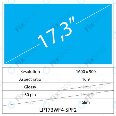 17.3 LCD Slim Lucios 30 pin HD+