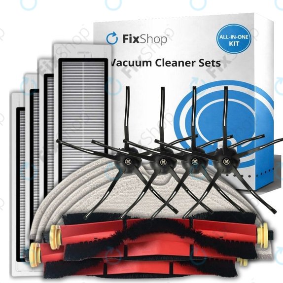 Set de piese de schimb pentru Xiaomi Roborock S5 Max, S6, S6 MaxV, S6 Pure, Xiaowa E3 (2x Perie principală, 4x Filter, 4x Perie laterală – neagră, 4x Mop)