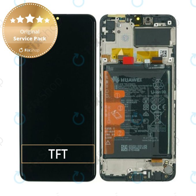 Huawei Y6p, Honor 9A - Ecran LCD + Sticlă Tactilă + Ramă + Baterie (Black) - 02353LKV Genuine Service Pack