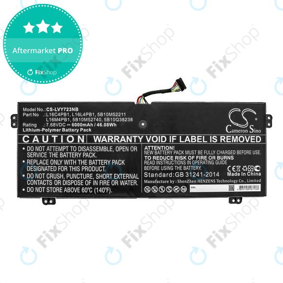 Încărcător pentru Lenovo Yoga 720-13, 730-13, 6000mAh, Li-Pol, 7.68V, L16L4PB1, HQ