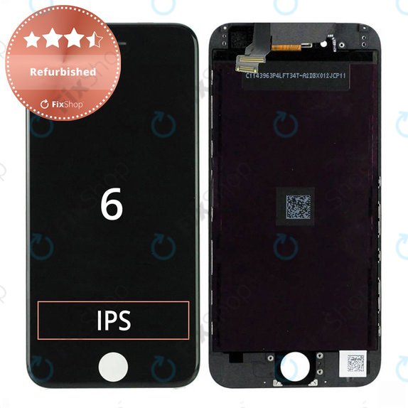 Ecran pentru iPhone 6, Black, Sticlă tactilă cu ramă, Refurbished