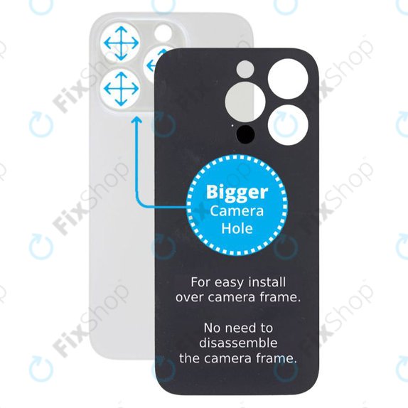Apple iPhone 14 Pro - Sticlă Carcasă Spate cu Orificiu Mărit pentru Cameră (Silver)