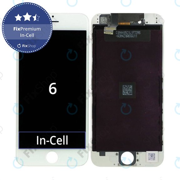 Ecran In-Cell pentru iPhone 6, White, Sticlă tactilă cu ramă, FixPremium