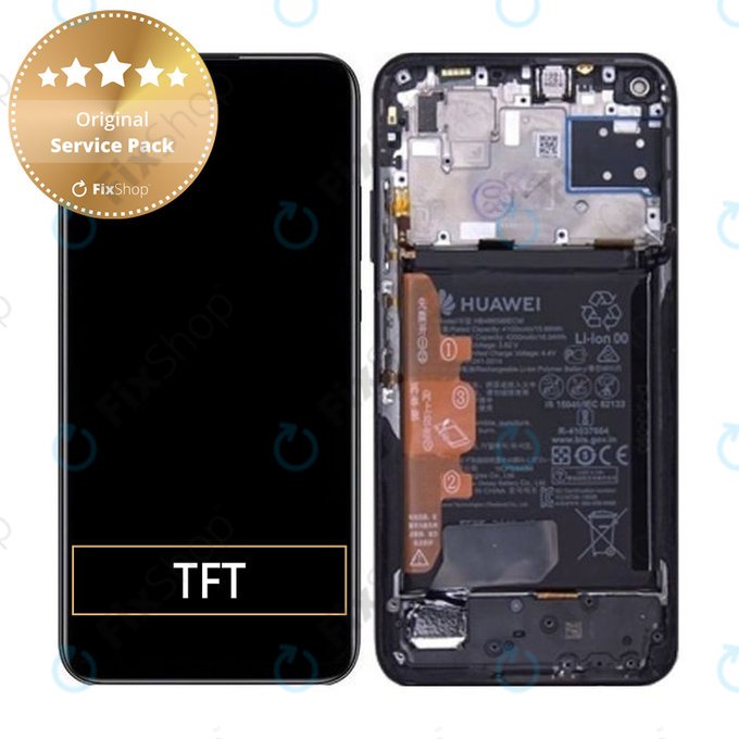 Huawei P40 lite - Ecran LCD + Sticlă Tactilă + Ramă + Baterie (Midnight Black) - 02353KFU Genuine Service Pack