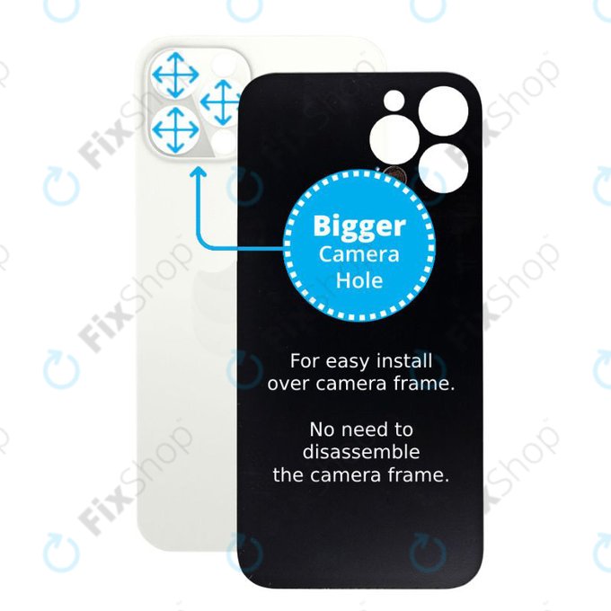 Apple iPhone 12 Pro - Sticlă Carcasă Spate cu Orificiu Mărit pentru Cameră (Silver)