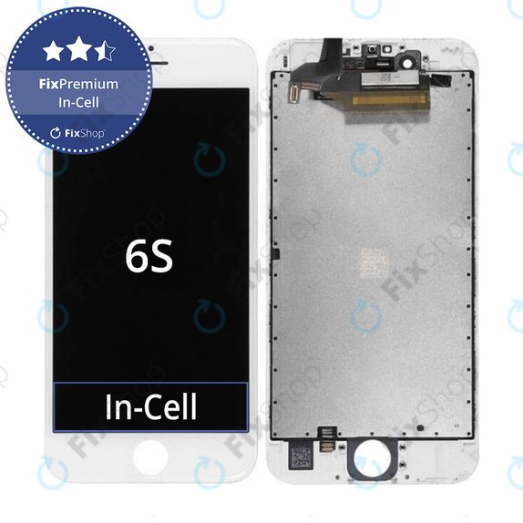 Ecran In-Cell pentru iPhone 6S, White, Sticlă tactilă cu ramă, FixPremium