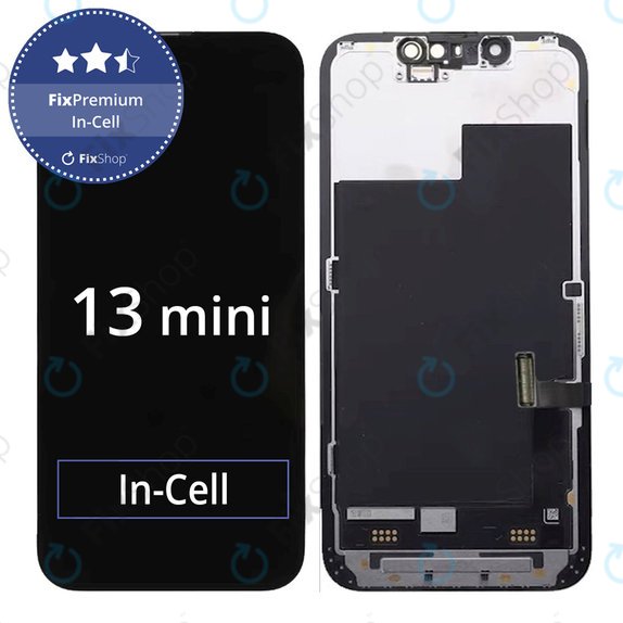 Ecran In-Cell FHD pentru iPhone 13 Mini, Sticlă tactilă cu ramă, FixPremium