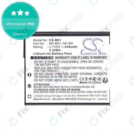 Baterie pentru Sony Cyber-Shot DSC-TX20, TX9, 630mAh, Li-Ion, 3.7V, NP-BN1, HQ